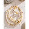 Arrivals Handmade Jewelry Simulated Pearls Round Beads Chain Layered Necklace Earrings Stainless Steel Flower Chic Jewelry - Image 2