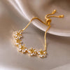 Rhinestone Bracelet Ladies Stars Flower Charm Wristlet Bracelets Gold Color Adjustable Bangle Wedding Jewelry - Image 4