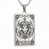 12 Constellations Tarot Card Pendant Necklace Stainless Steel Rectangle Horoscope Zodiac Sign Chain Jewelry Gift For Men Women - Image 3