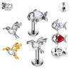 Titanium Pierc Fish Bird Ear Stud CZ Pave Cartilage Tragus Earrings Ear Lip Tongue Helix Studs Body Piercing Jewelry - Image 1