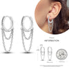 Silver Women Hoop Earrings Gifts For Girl U Rhombic Shape Geometric Lines Zircon Earring - Image 34