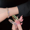 Geometric Zircon Bracelet Bangles For Women Pink Green Cuff Bracelets Weddings Party Jewelry - Image 2