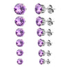 Six-Pair Stainless Steel Stud Earring Set with Cubic Zirconia in Multiple Colors - Image 9