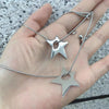 Stainless Steel Hollow Star Pendant Necklace with Irregular Cutout Design - Image 1