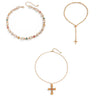 Cross Pendant Necklace with Imitation Pearl Beads and Rhinestone Accents - Image 4