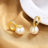 Stainless Steel Letter D Pearl Dangle Earrings for Women Charm Gold Color Zircon Hoop Korea Jewelry Gift Colorfast - Image 3