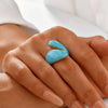 Chunky Open Twist Stackable Rings for Women, Blue Geometric Bold Enamel Crossover Statement Ring Band - Image 5