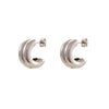 Stainless Steel Gold Plated Half Circle Wide Thick Gold Silver Mixed Color Stud Earrings Jewelry - Image 9