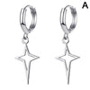 Classics Four Pointed North Star Small Hoop Earring For Women Silver Color Drop Earrings Hollow Star Earring - Image 7