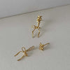 Silver Color Bowknot Stud Earrings for Women Elegant Ribbon Hanging Earring Party Jewelry Accessories - Image 7