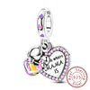 Silver Charm Bead Mother's Day Love Heart Family Charm Bead Pendant Fits Bracelet Womens Jewelry Gifts - Image 12