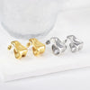 Stainless Steel Gold Color Irregular Wave Shape Hoop Earrings for Women Jewelry Silver Geometric Textured Folded Over Studs - Image 9