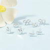 100Pairs/SET Silver Color Heart Star Bowknot Small Stud Earrings Set Animals Earrings For Women Jewelry Gifts - Image 5