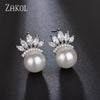 Korea Imitation Pearl Flower Stud Earrings Shinny Marquise Zircon Wedding Earring for Women Party Jewelry - Image 9