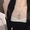 Y2K Zircon Cross Necklace Pink Purple Love Heart Cross Pendant Necklaces for Women Gothic Jewelry Party Girls Accessories - Image 2