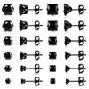 1 Pair Stainless Steel Black Round Square Cubic Zirconia Stud Earrings Set Punk Piercing Jewelry for Men Women 3-8mm - Image 1
