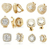 Zakol 6 Styles Sliver/Gold Color Shiny Cubic Zirconia Copper Ear Clips Geometric Square Heart Round CZ Stud Ear Accessories - Image 2