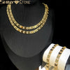 Geometric Moon Shaped Bling Cz Charm Link Chain High Polished Shiny Gold Color Metal Bracelet Necklace Women Jewelry - Image 4