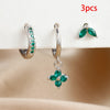 3PCS Green Zircon Hanging Earrings Set for Women Stainless Steel Flower Dangle Earring Cartilage Piercing Jewelry - Image 15