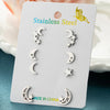 4Pairs Geometric Stainless Steel Heart Star Earring Moon Cross Ear Jewelry Set Girls Simple Classic Earrings Gifts Accessories - Image 3