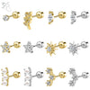 ZS 2pcs/lot Flower Shaped Stud Earrings 316L Stainless Steel Ear Studs Crystal Pearl Cartilage Earring Heart Ear Piercings 20G - Image 1