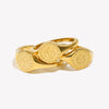 Creative Eagraved Facial Expression of Moon Sun Star Gold Plated Ring Stainless Steel Godness Signet Ring - Image 3