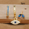 Three Piece Evil Eye Hoop Earring Set with Blue Stone Accents - Image 2
