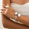 French Style Baroque Imitation Pearl Necklace Bangle Earrings Ring Set For Women Punk Clavicle Chain Torques Jewelry Set - Image 28