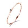 Rose Gold Plated Stainless Steel Bangles For Women Mosaic Cubic Zirconia Simple Cuff Bracelet Jewelry Gifts - Image 9