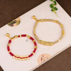 Hand Woven Five Coins Lucky Red Bracelet Hand Rope Female National Style Beige Rope Lover Girlfriend Bracelet - Image 3