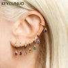 Gold Silver Color Teardrop Slim Zircon Drop Earrings For Women Hoop Colorful Earring Party Jewelry - Image 1