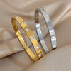 Inlaid Square Zircon Cuff Bangle Bracelets for Women Gold Silver Color Stainless Steel Stacked Bracelet - Image 1