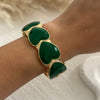 Vintage Exaggerated Green Drip Oil Irregular Grid Water Rhinestone Geometric Wide Bangle Chunky Cuff Bracelet Jewelry - Image 15