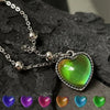 Thermochromic Mood Monitor Heart Pendant Necklace Color Change As Emperature Women Girls Clavicle Chain Necklaces Lover Jewelry - Image 1