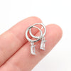 Vintage Stainless Steel Crystal Star Chain Hoop Earrings For Women Punk Pendant Square Earrings Jewelry - Image 7