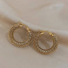 Stainless Steel Gold Color Geometric Metal Mesh Earrings For Women Girls Hoop Ear Jewelry Gift - Image 3