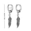 1Pair Punk Lock Lightning Chain Feather Leaf Stainless Steel Male Woman's Piercing Hoop Earring for Man Jewelry Vintage - Image 39