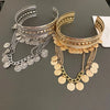 Punk Gold Plated Stainless Steel Open Bracelet Vintage Portrait Coin Long Tassel Arm Bracelets Bangle Ladies Hand Jewelry K - Image 1