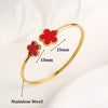 Gold-Plated Stainless Steel Five-Leaf Flower Open Bangle For Woman Girl Party Lucky Jewelry Accessories Daily Wear Clover - Image 5