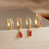 Four-Piece Cubic Zirconia Hoop Earring Set in Multiple Colors - Image 9