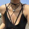 Goth Black Velvet Big Heart Pendant Choker Necklace for Women Elegant Weave Knotted Bowknot Adjustable Chain Jewelry - Image 4