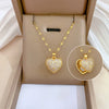 French Shell Pearl Necklace For Women Gold Color Stainless Steel Zircon Love Heart Clavicle Chain Choker Wedding Jewelry - Image 1