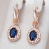 Shiny Blue Zircon Dangle Earrings for Women Rose Gold Color Party Daily Jewelry - Image 1