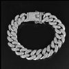 Full Crystal Stone Cuban Chain Hip Hop Bracelet For Men Silver Color Metal Link Chain Rhinestone Luck Closure Mens Bracelet - Image 1