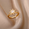 Gemstone Flower Stainless Steel Rings Zircon Adjustable Ring Women Wedding Anti Fading Jewelry Vacation Accessories Gift - Image 15