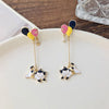 Cute Enamel Cat Balloon Stud Earrings for Women Korean Lovely Rabbit Flower Asymmetrical Tassel Earring Party Jewelry - Image 2