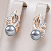 Zircon Flower Gray Pearl Drop Earrings for Women Rose Gold Silver Color Mix Boho Ethnic Wedding Jewelry - Image 1