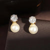 Elegant Round Cubic Zirconia Imitation Pearl Necklace Earrings For Women Bridal Wedding Party Jewelry Gift - Image 8