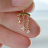 1PC Silver Eight-pointed Star CZ Piercing Earring For Women Tassel Chain Stud Earring Party Jewelry - Image 3