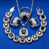 Square Cubic Zirconia Silver Wedding Jewelry Sets Earrings Necklace Bracelet Ring For Women Gift - Image 2